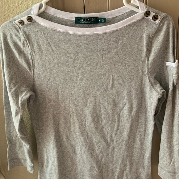 Gray and white size medium woman’s Ralph Lauren’s shirt. - Picture 2 of 2